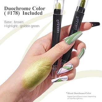 LUXAZA PRO Neutral Eyeshadow Stick Makeup 6PCS Set, Green Metallic Shimmer Matte Cream Eye Shadow Eyeliner Brightener Pencil Crayon - FIREFLIES LIGHT