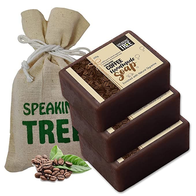 Speaking Tree Exfoliating Coffee Handmade Soap with Refreshing Aroma for Perfectly Clean, Brightening Skin (Pack of 3)