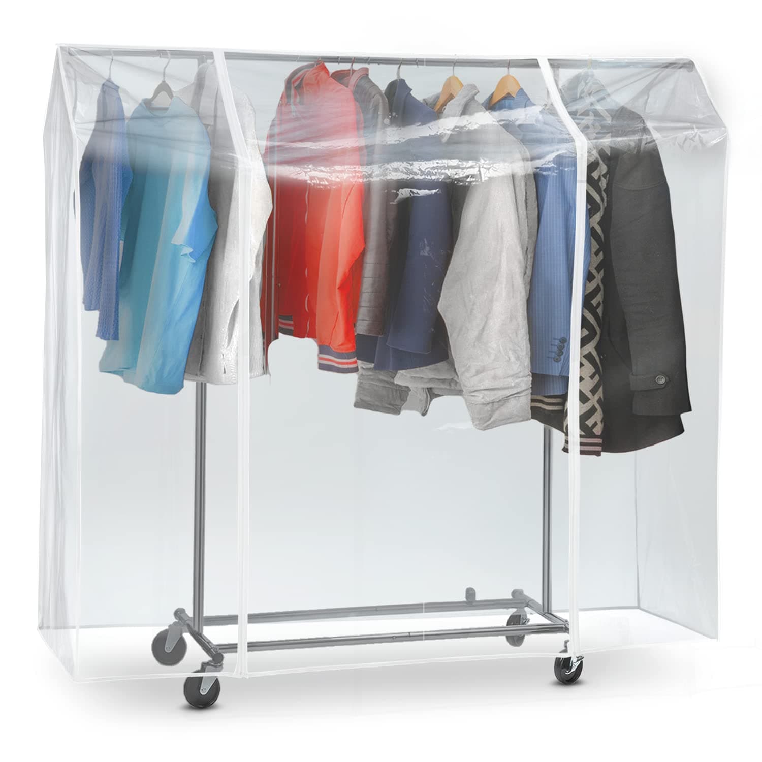 Tatkraft Protector Transparent Clothes Rail Cover, Protection from UV Rays, Dust, Dirt, Odors, Rain, Clear PVC Cover with 2 Zippers, 4ft (L120 cm)