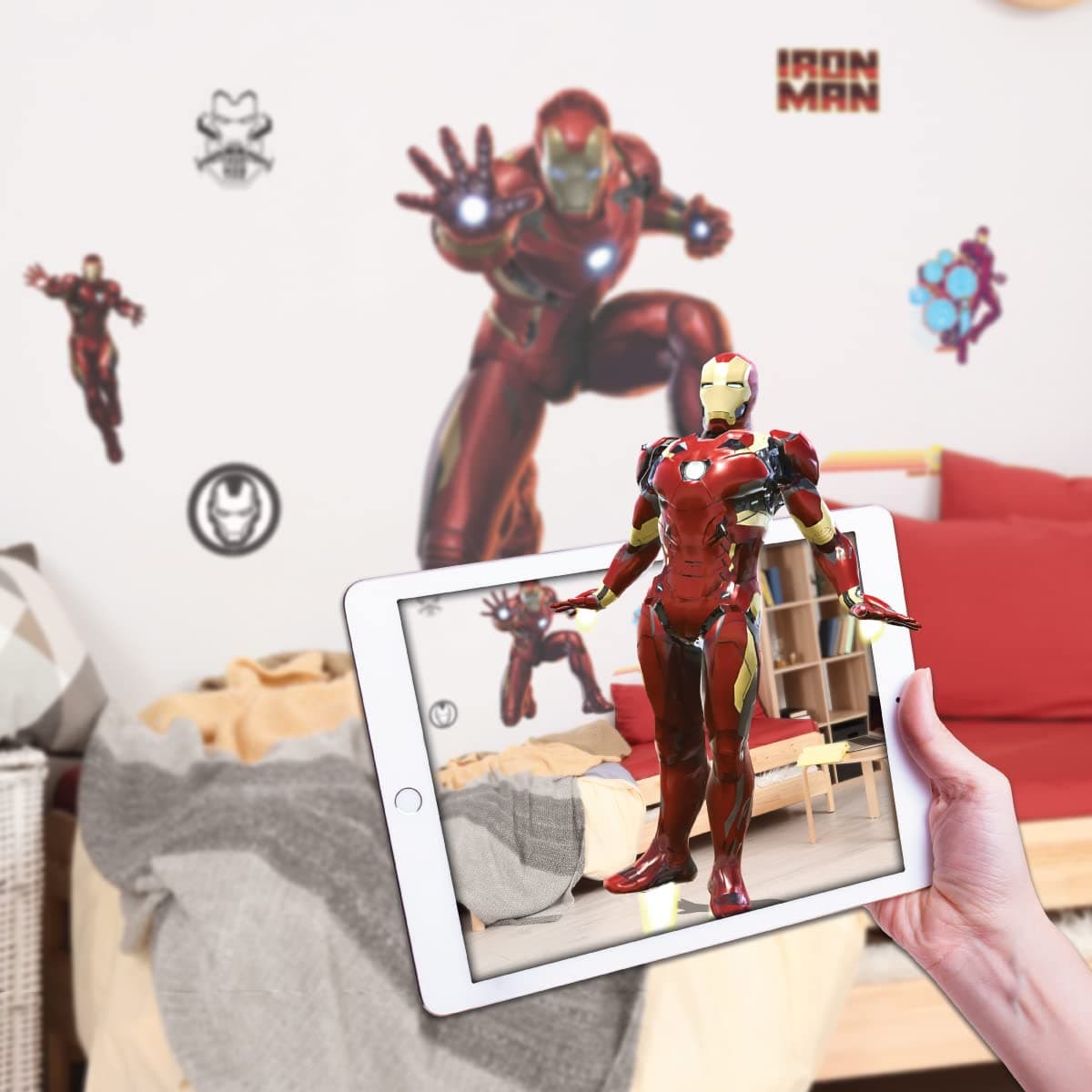 WALL PALZMarvel Iron Man Wall Decal - Iron Man Wall Stickers with 3D Augmented Reality Interaction - 24" Iron Man Bedroom Decor - Marvel Legends Wall Decor