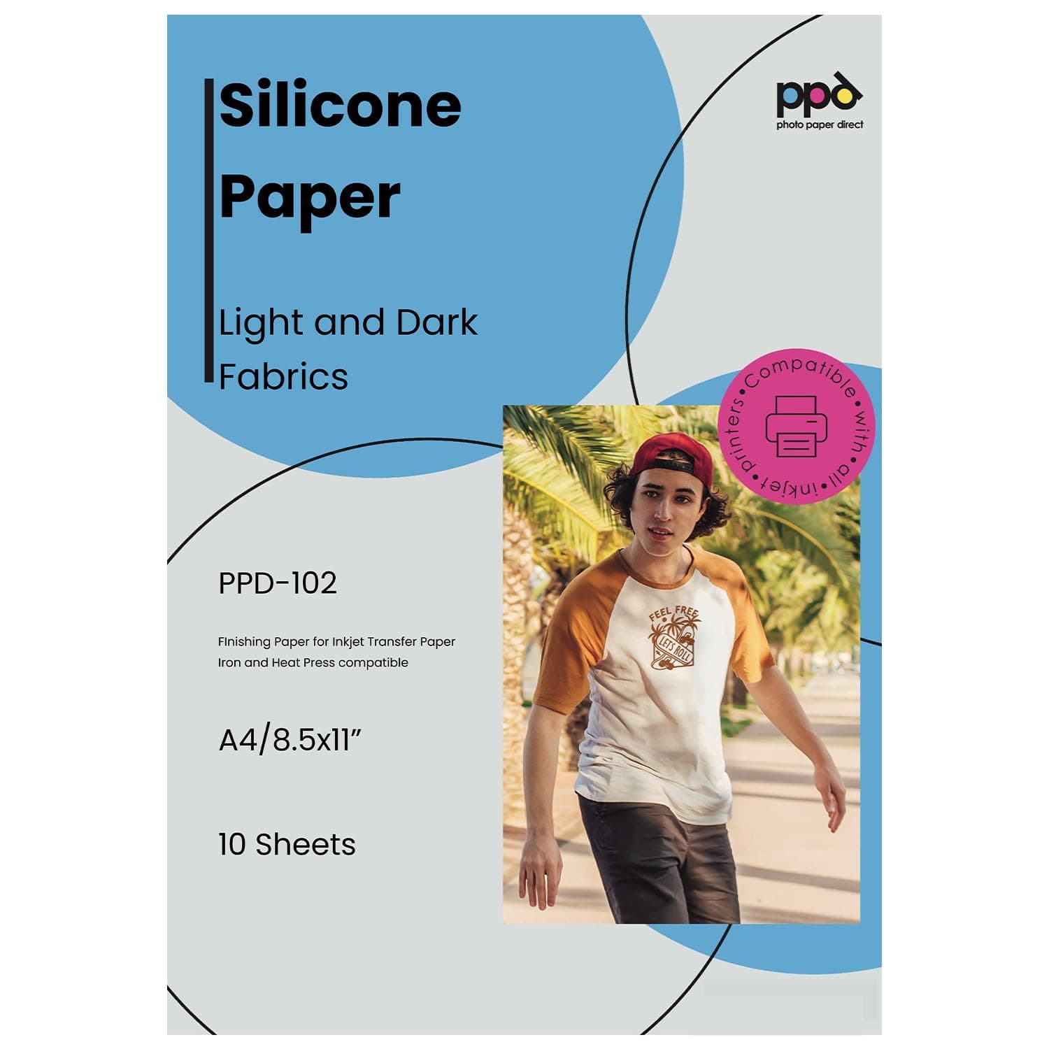 PPD Silicone Paper for Heat Transfer, A4, 8.5 x 11 inch Protective Sheet Cover for use with Iron or Heat Press Machine for T Shirts, Non Stick & Reusable (10 Pack)