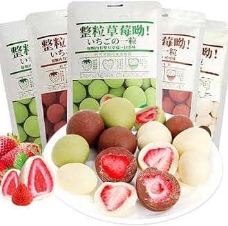 Strawberry chocolate freeze-drying, Milk strawberry sugar 60g/bag, Matcha cake, Dried fruit, Sweet candy, Healthy cakes, Instant breakfast, Dim sum, Delicious fruit snacks (3 Flavor mix,3 bags)