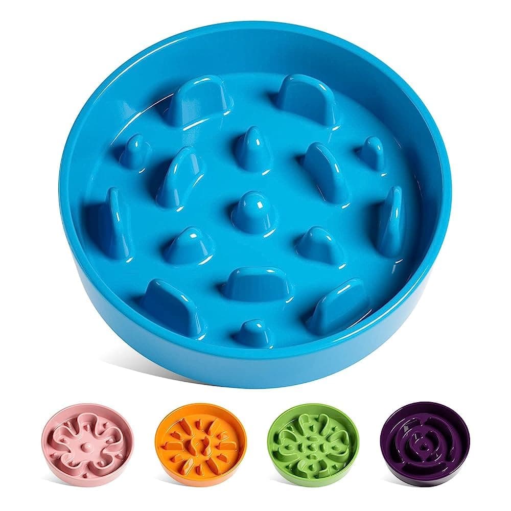 LE TAUCI Ceramic Slow Feeder Dog Bowls for Small and Medium Breed, 1.5 Cups Elevated Dog Bowl for Fast Eaters, Puzzle Bowl for Small Dogs and Cats, Vortex Blue