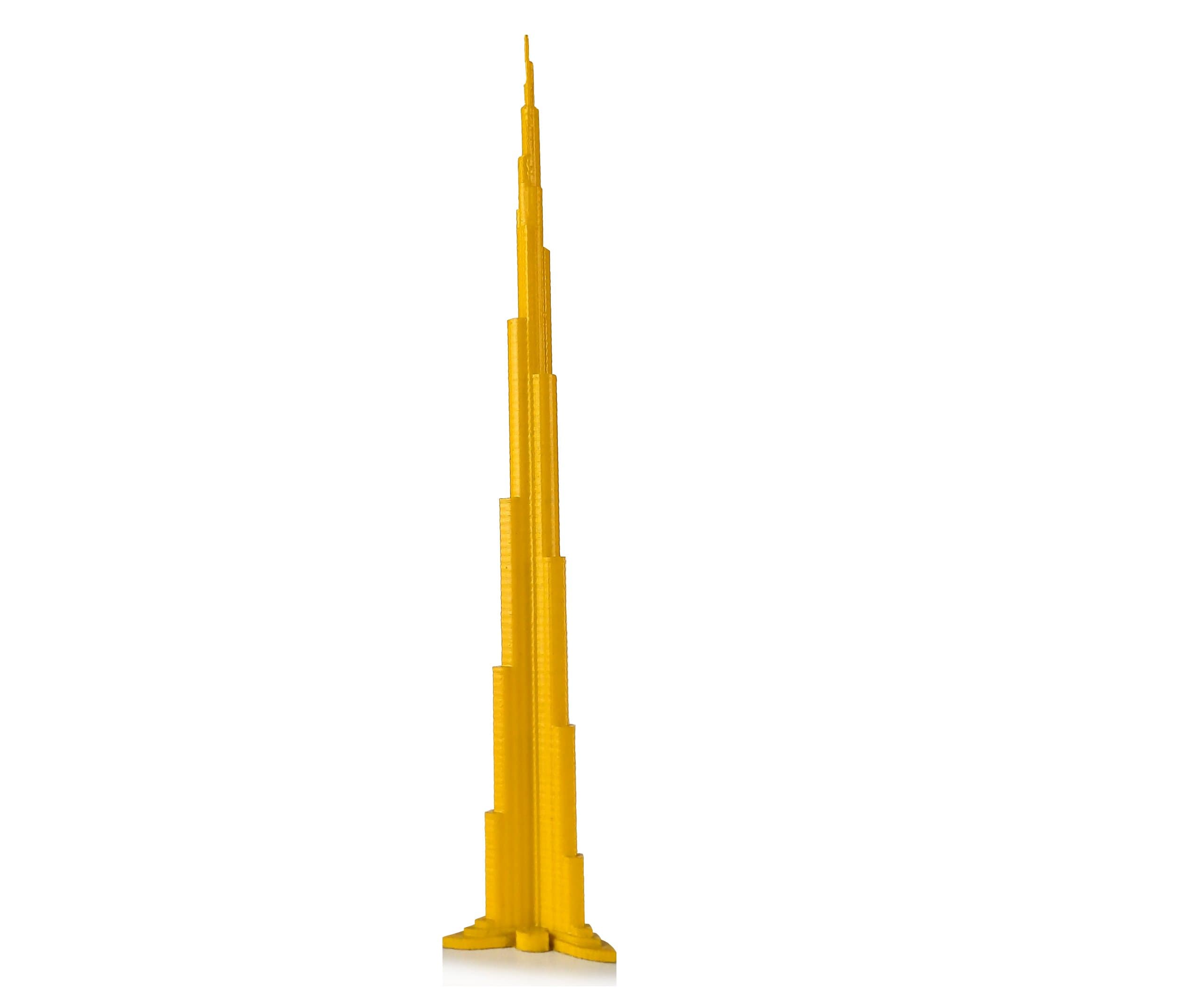 Yellow Burj Khalifa 3D Print Replica Decoration Tallest Structure Model in United Arab Emirates