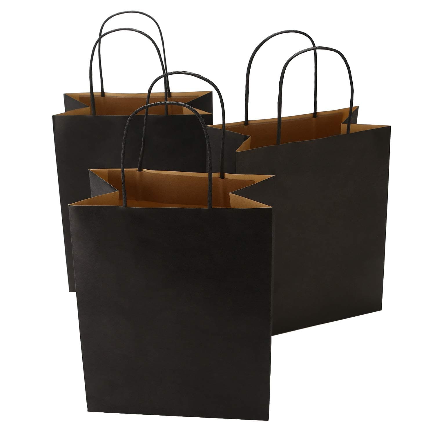 50Pcs Medium Kraft Paper Bags,8 x 4.75 x 10.5 Inches Kraft Paper Bags With Handles Bulk for Party Favors,Birthday, Baby Shower, Halloween, Christmas, Thanksgiving, Busiess,Black