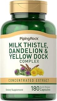 Piping Rock Milk Thistle, Dandelion & Yellow 180 Capsules