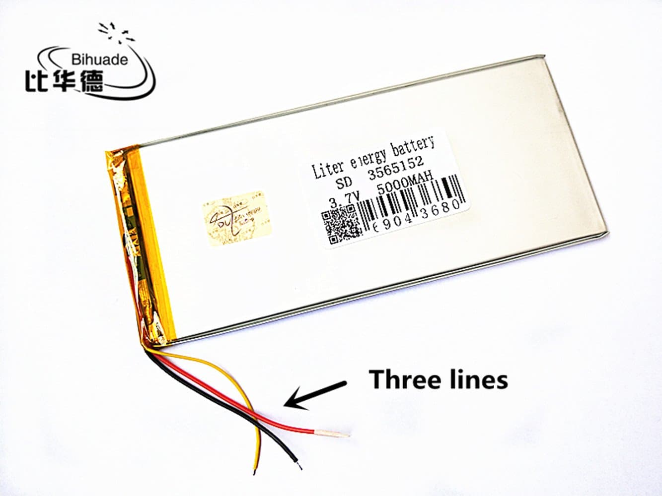 BIHUADE 3 line 3.7V 5000MAH 3565152 Lithium Polymer Li-Po Rechargeable Battery for DIY Mp3 MP4 MP5 GPS