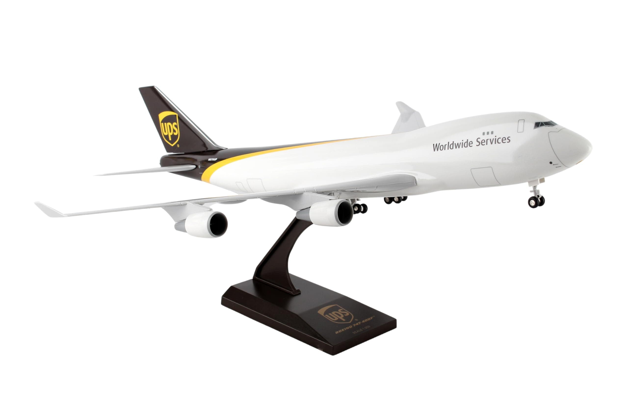 Ups 747-400F Airplane Model Building Kit with Gear 1/200-Scale, White,Black