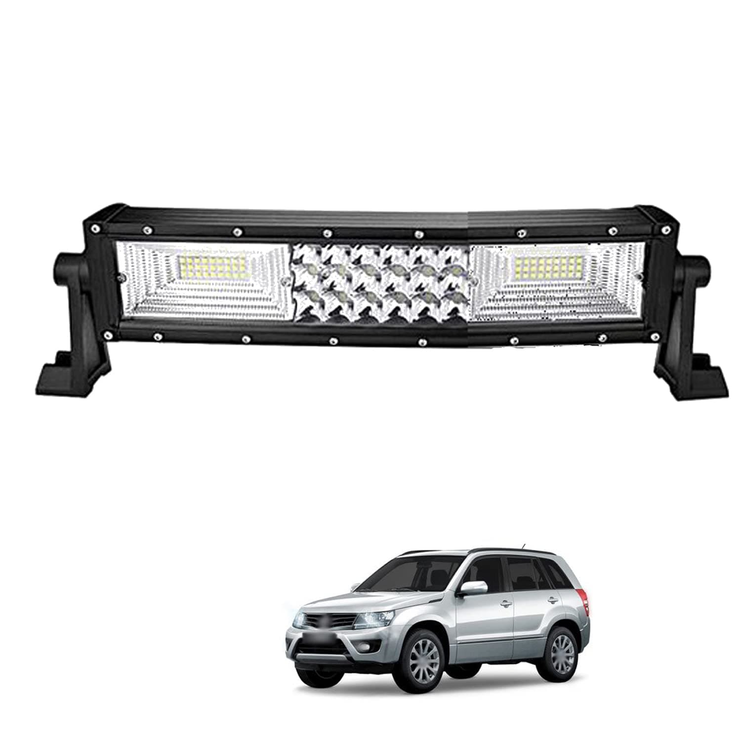 PRIKNIK Led Bar/Fog Light/Work Light Bar 72 Led 216 Watt 15 Inch Combo Beam Off Road Driving Lamp 1 Pc UniV-ersal Fitting Cars Tripple Row Compatible with S-uzuki G-rand V-itara