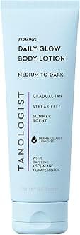 Tanologist Firming Daily Glow Body Lotion- Medium/Dark, Fast-Developing, Transfer-Proof Gradual Self Tanner, Summer Scent, Natural Not Orange, Lasts 7 Days, Vegan Formula, 8.45 fl oz