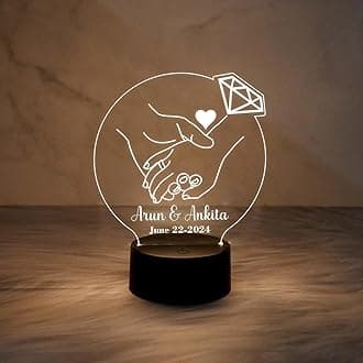 GIFTMEBAZAR Personalized Couple Night Lamp Customized with Name & Date | Anniversary Gift for Husband Wife | Bedside Table Lamp | Wedding Gift Lamp | Warm White Light