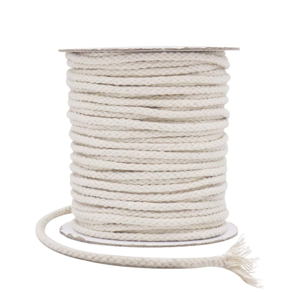 Macrame Cord, 5mm 165 Feet Cotton Braided Macrame Rope for Plant Hangers Wall Hangings DIY Crafts (Beige)