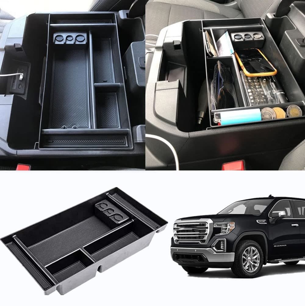 Center Console Organizer Tray Compatible for 2019-2022 Chevy Silverado 1500/GMC Sierra 1500 and 2020-2022 Chevy Silverado/Sierra 2500/3500 HD Accessories - Full Console w/Bucket Seats ONLY