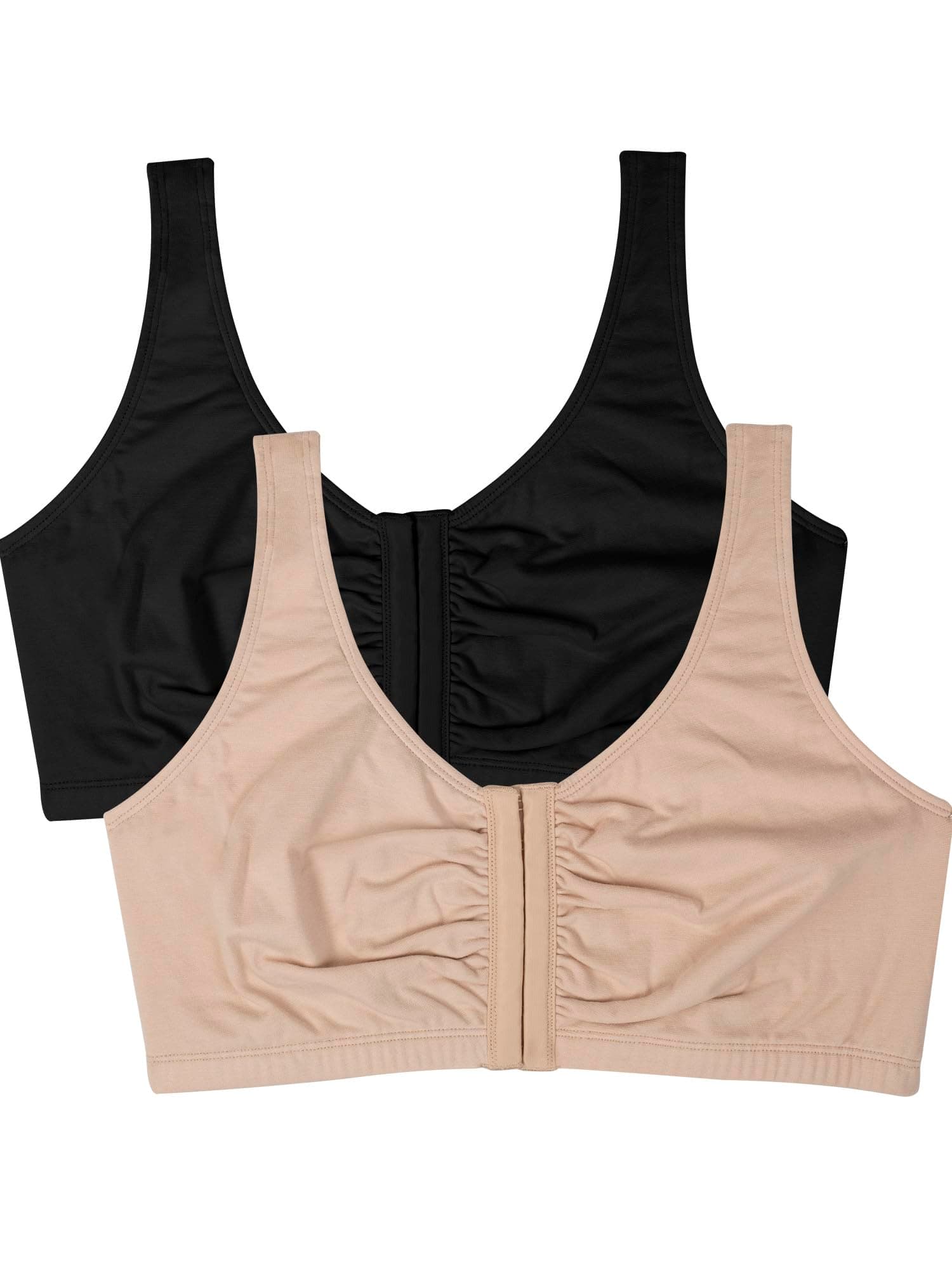 Women's Front Close Builtup Sports Bra, Sand/Black 2-Pack, 38