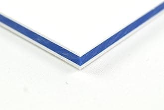 BuyPlastic King ColorCore Plastic Sheet 1/2" x 12" x 24" White-Blue-White Color Core, HDPE Board, High Density Polyethylene Panel