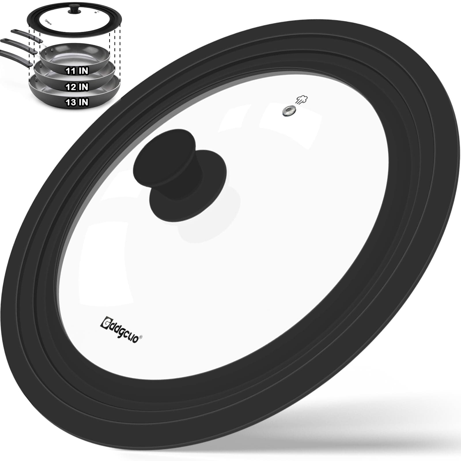 - Universal Pan Lids, Silicone Pot lids for Pots, Pans & Skillets - Fits 11", 12" & 13" Diameter Cookware, Replacement Frying Pan lid, Dishwasher Safe (Black)