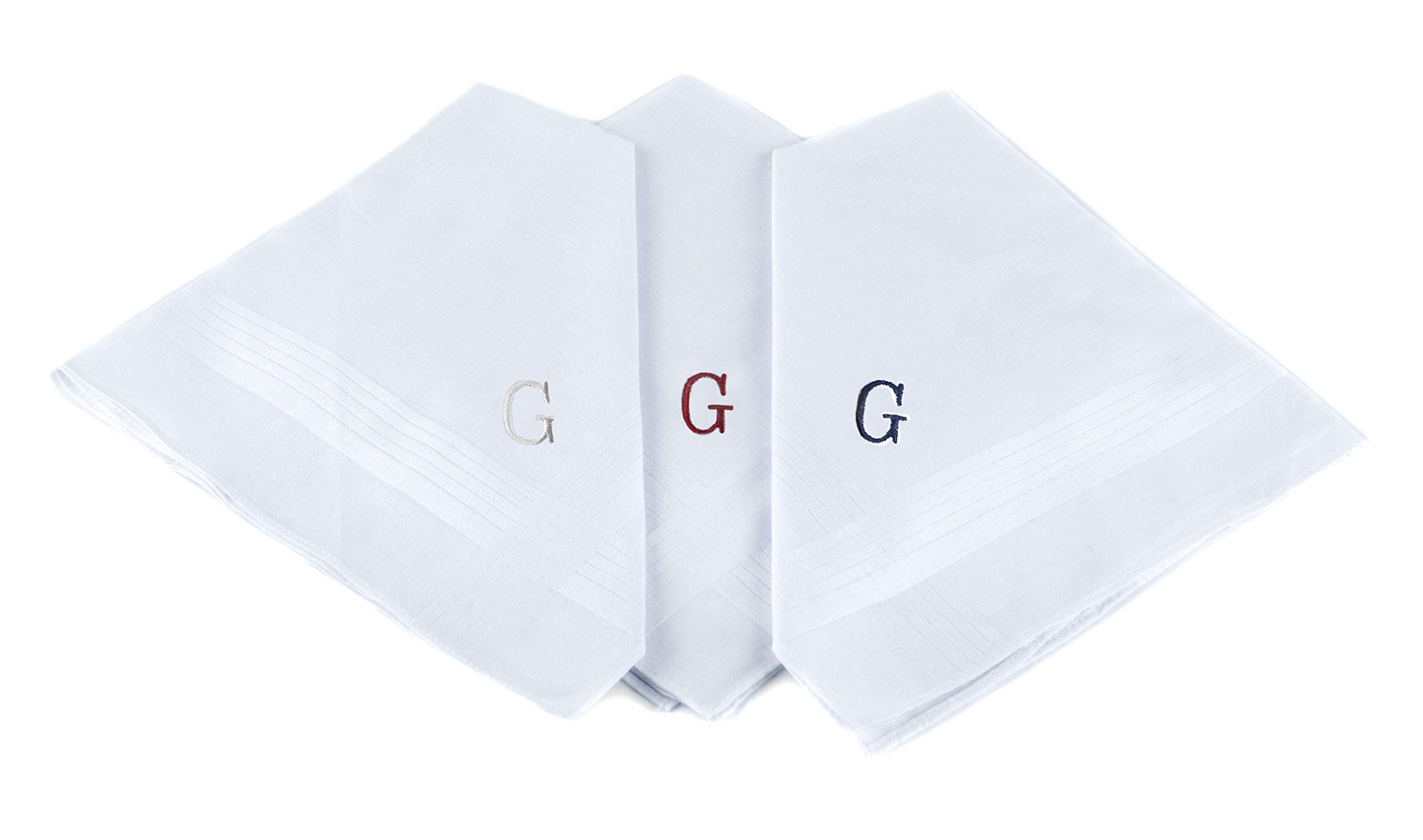 boxed-giftsInitial Handkerchief for Men, Monogrammed Boxed 3 Piece Set,100% Cotton