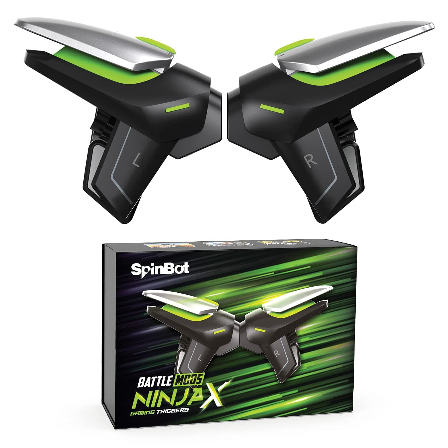 SpinBot BattleMods NinjaX | Mobile Gaming Triggers | 5X Faster with Capacitive Conduction | for BGMI/Free Fire Max/COD Mobile - (Black)