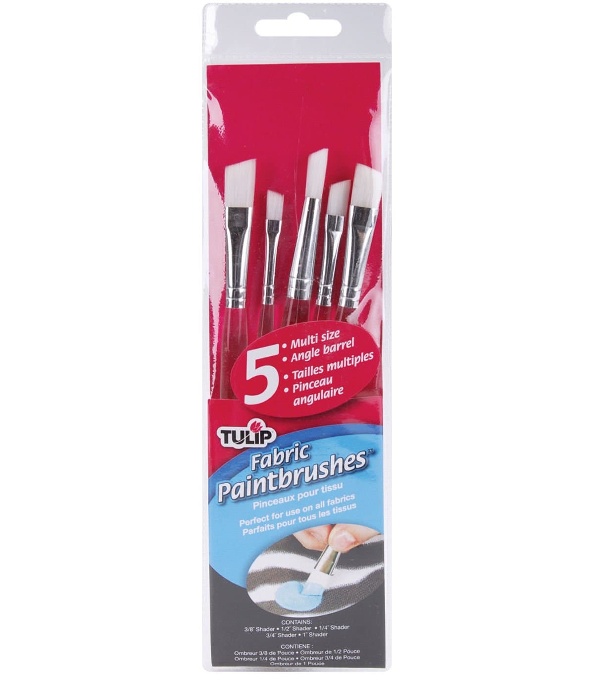 Duncan Crafts Tulip Angle Brush Assortment 5/Pkg-Fabric Paintbrushes