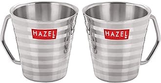 HAZEL Stainless Steel Green Tea Coffee Big Classic Mug, Set of 2, 300 ml (Each)
