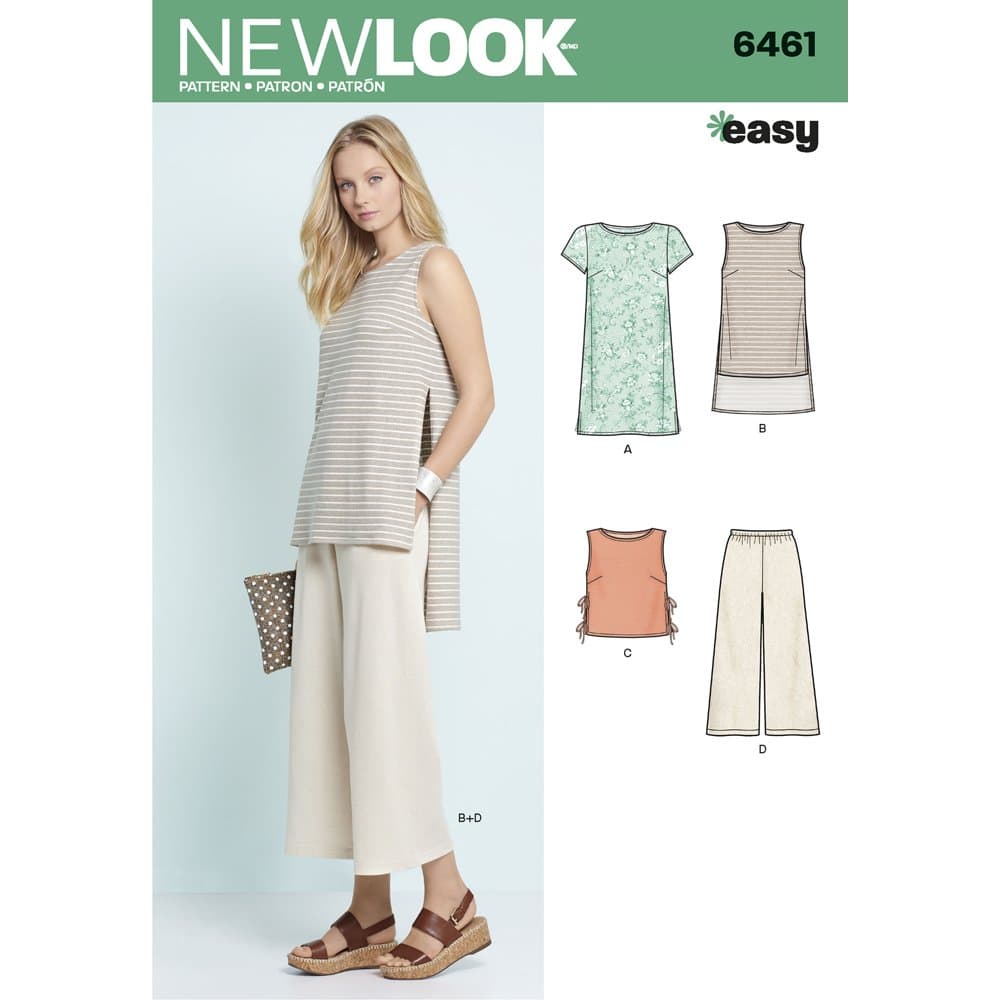 New Look Sewing Pattern 6461A Misses' Dress, Tunic, Top and Cropped Pants, Paper, White, 22 x 15 x 1 cm