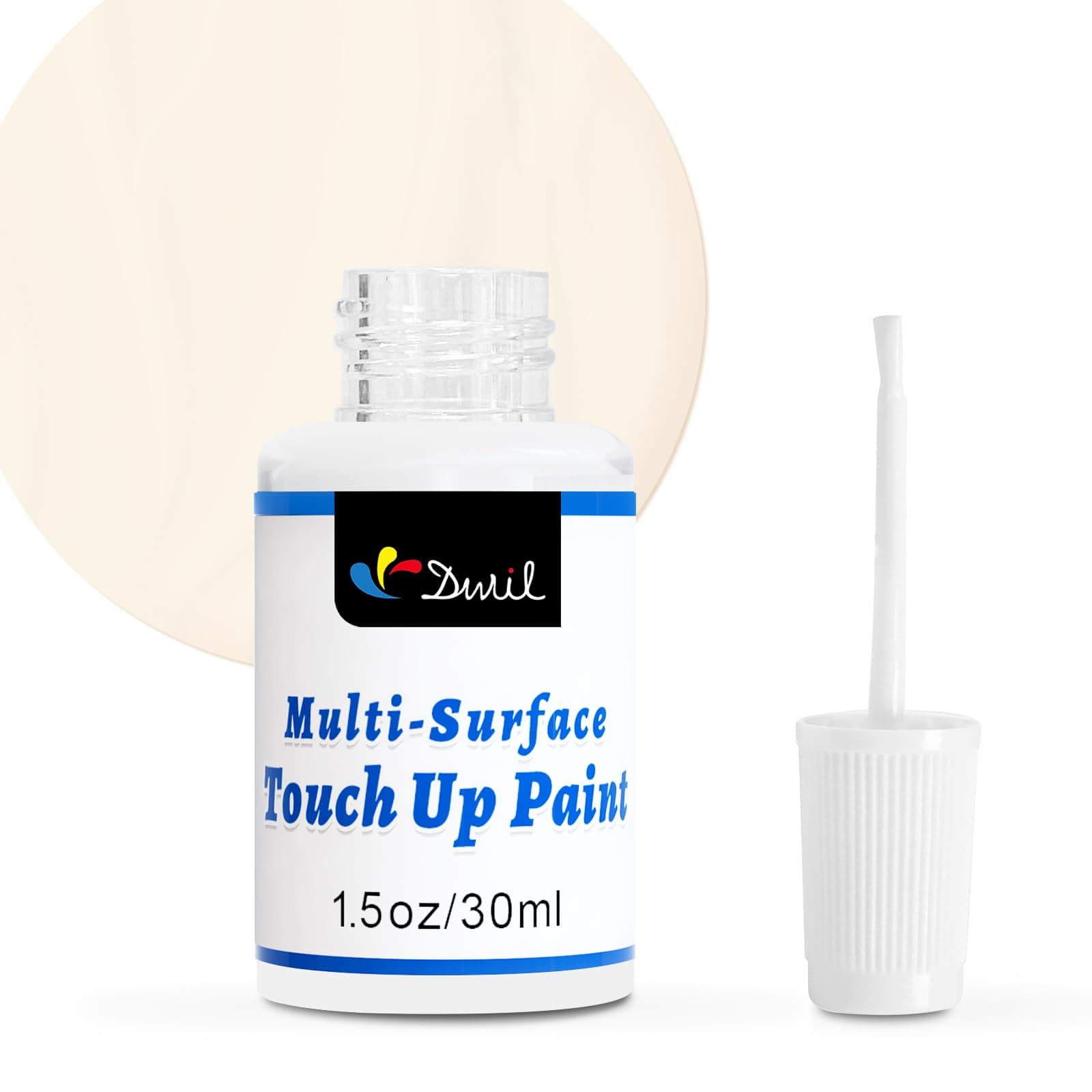 DWIL White Touch Up Paint - Multi Surface Touch Up Paint Pen, Scratch Repair for Wall, Door, Cabinets, Metal, Appliance, Wood, Furniture, 1.5 Fl Oz (Semi Gloss, Vanilla White)