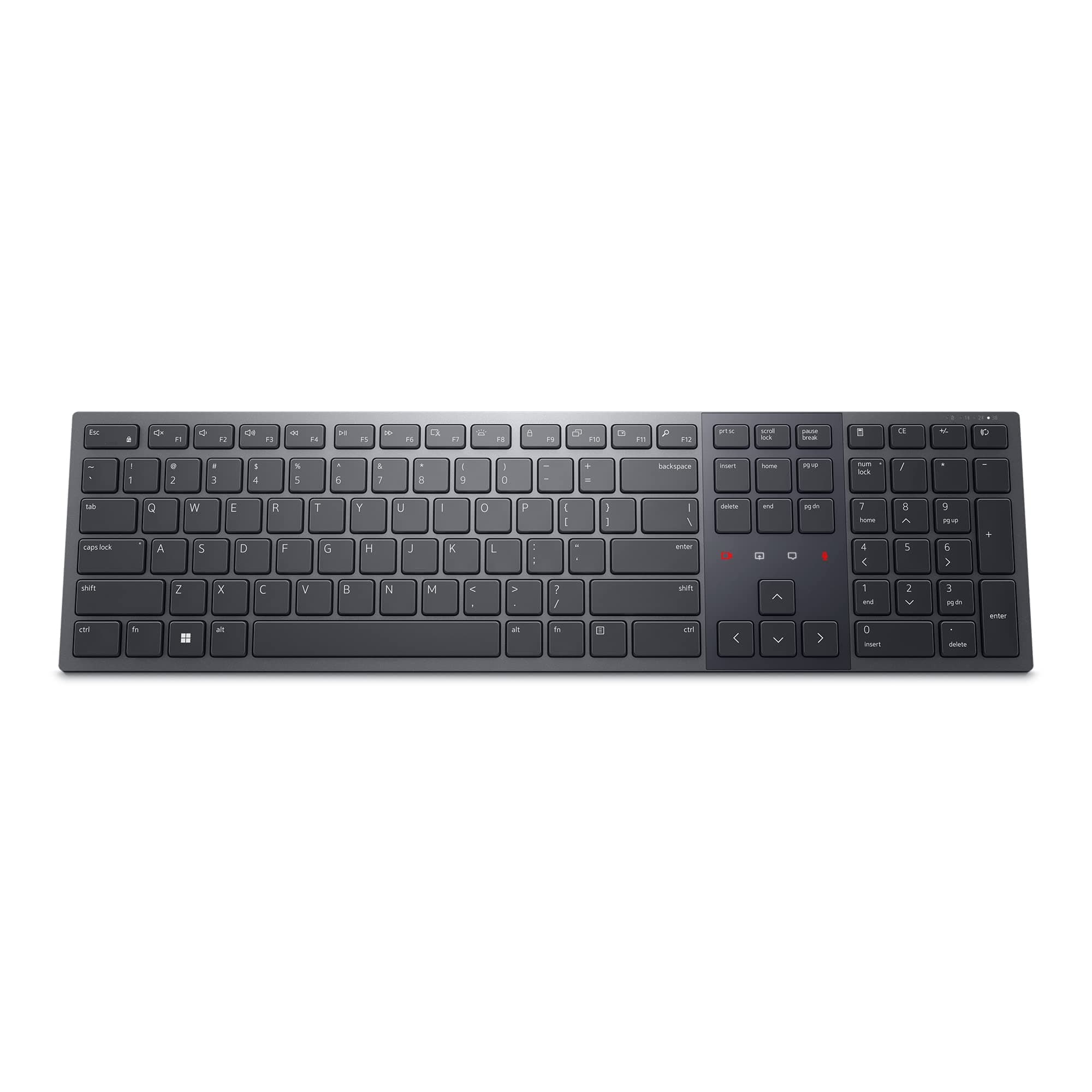 Dell Premier Collaboration Keyboard - KB900, Wireless 2.4GHz, Bluetooth 5.1, Rechargeable, Mic on/Off, Video on/Off, Chat, Screenshare, Backlight on/Off, Scissors Keys, Tilt Adjustment - Graphite