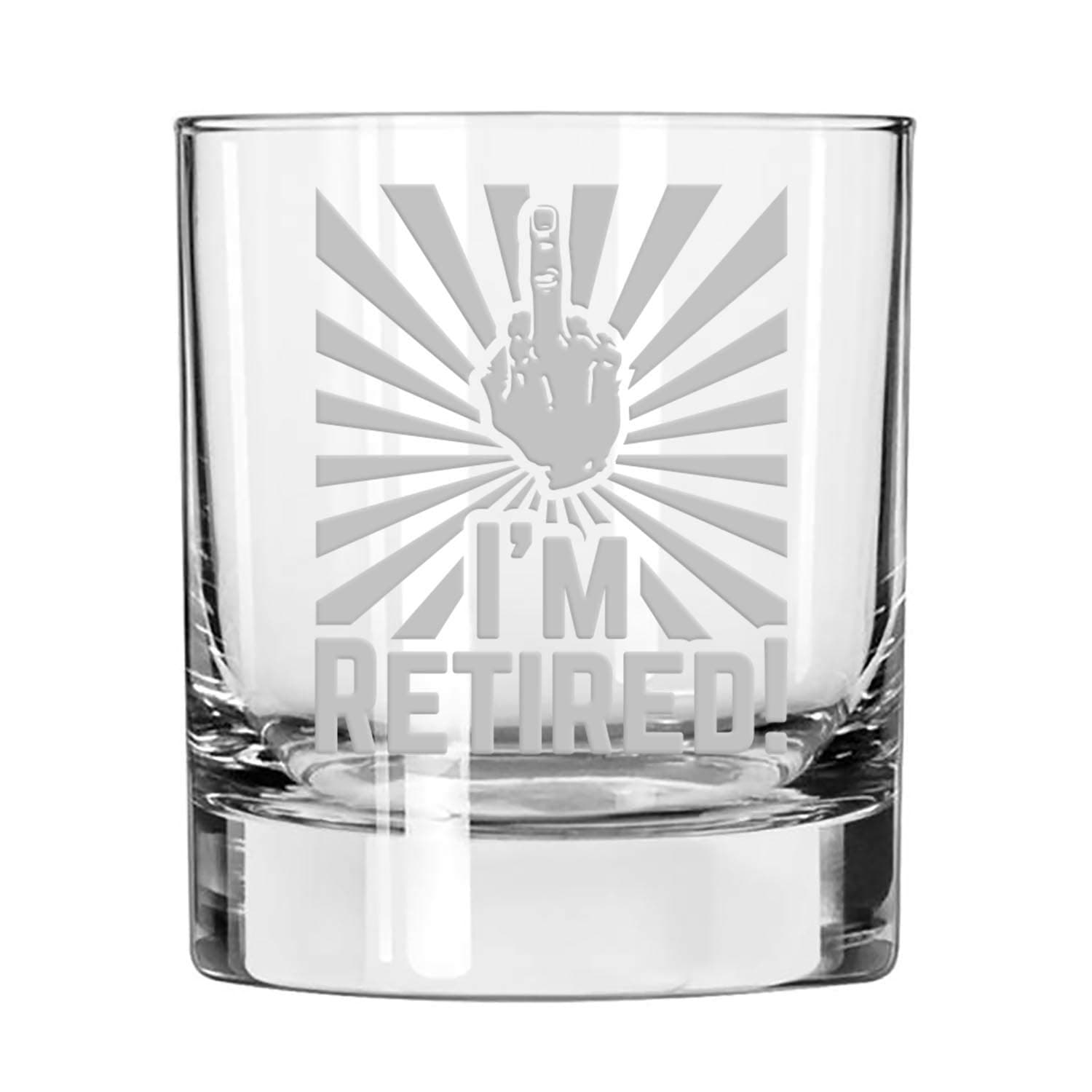I'm Retired! Double Old Fashioned/Whiskey Glass (Man)