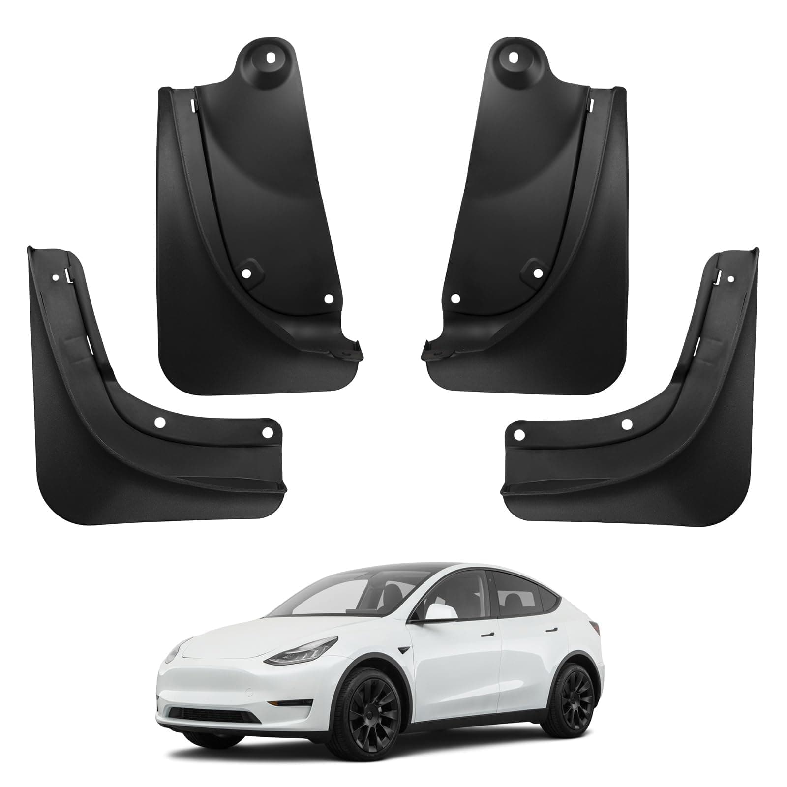 BASENOR 2024 Upgraded Tesla Model Y Mud Flaps Splash Guards Vehicle Sediment Protection No Drilling No Tape Mudflaps Tire Protector Mudflaps All Weather Tesla Exterior Accessories (Set of 4)