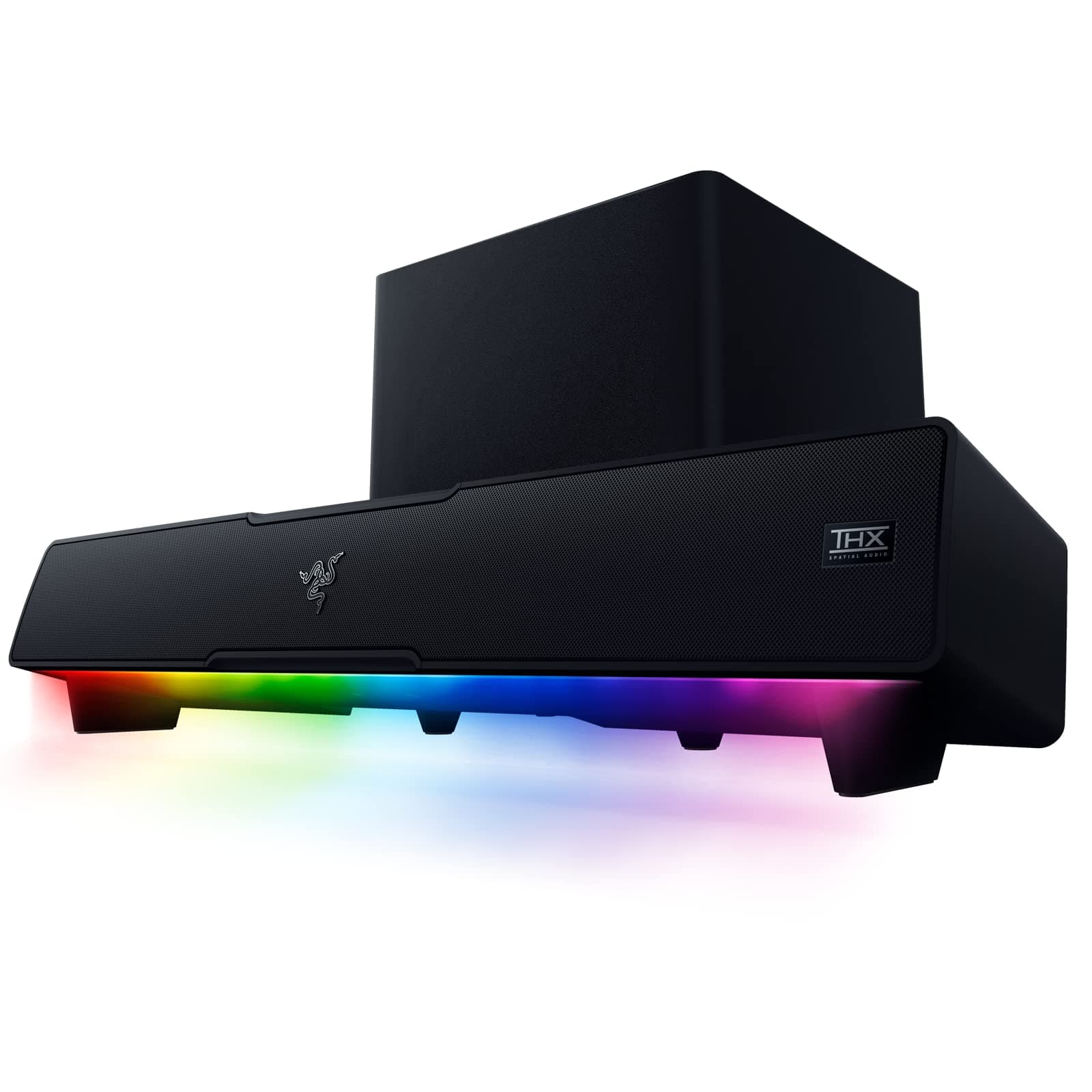 Leviathan V2: Multi Driver PC Gaming Soundbar with Subwoofer THX Spatial Audio Compact Design Chroma RGB Bluetooth 5.2 for PC, Desktop/Laptop, Smartphones, Tablets & Nintendo Switch, Black