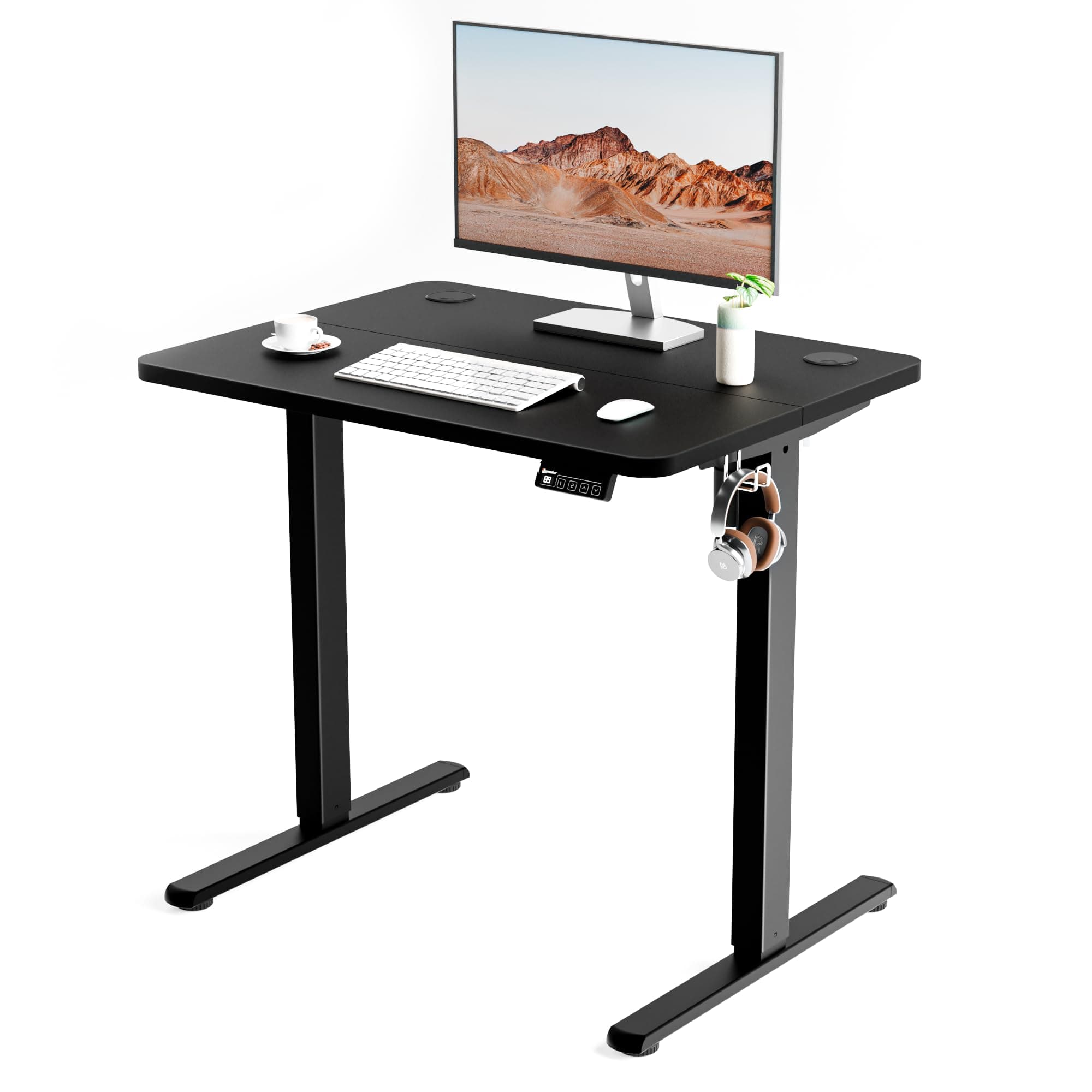 ERGOMAKER Height Adjustable Desk, Width 80 x Depth 60 cm, Electric Standing Desk, Standing Desk, Electric, Office Work Table, Up and Down Height Adjustable Desk, Computer Desk, Gaming Desk, Height