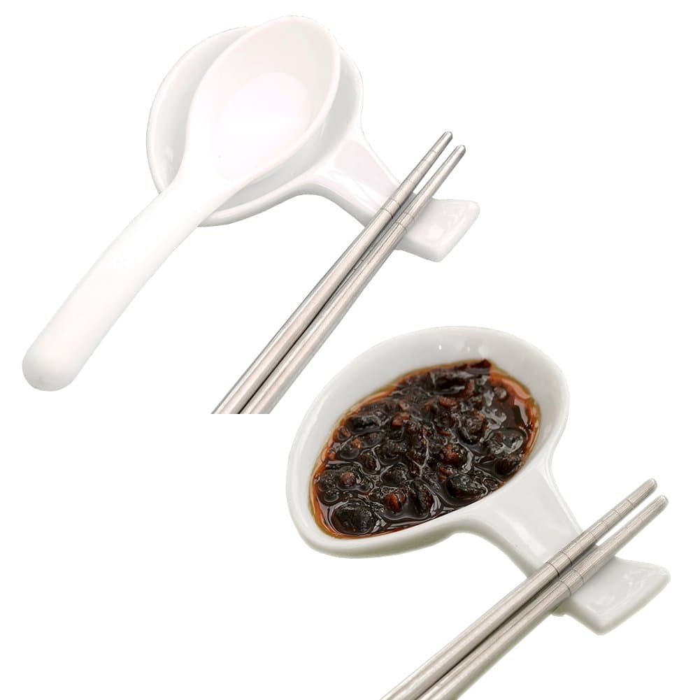 6 Pcs Chinese Fine Porcelain Chopsticks Spoon Fork Rest Holder Knife Holder (Set of 6)