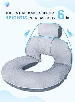 INSEN Reading Pillow, Back Pillow for Sitting in Bed and Couch, Gaming Pillow for Adults, Sit Up Support for Bed (Upgrade-Dot Velvet-Grey, Upgraded)