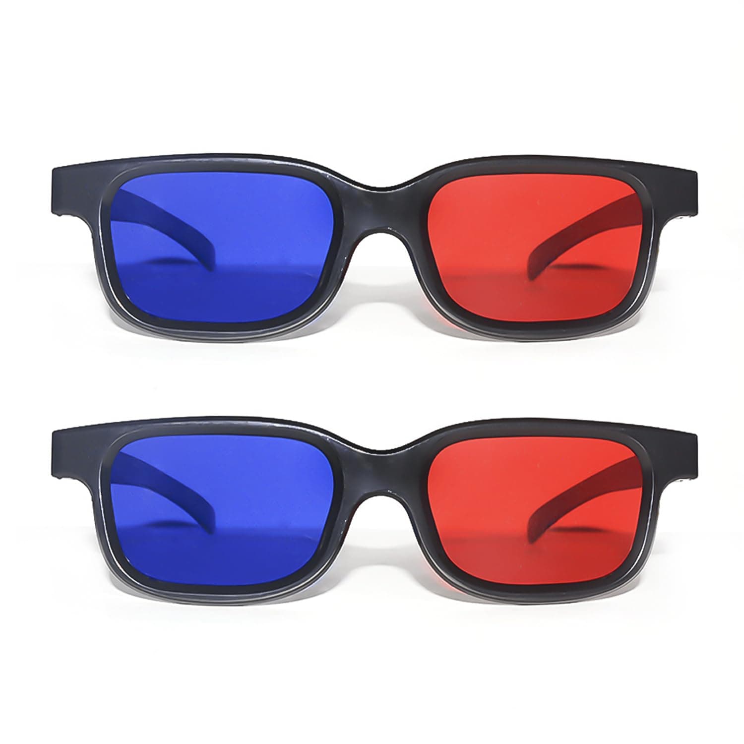 2 Pieces Red and Blue 3D Glasses, Red and Blue Glasses, 3D Glasses, 3D Sunglasses, Anti-Fog and Anti-Scratch Lenses, Suitable for Light Shows, Holiday Parties, Home Theaters, Movie Theaters