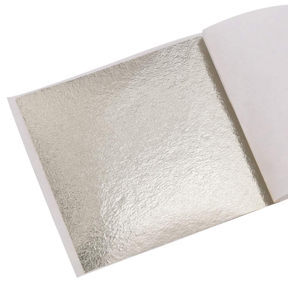 Gilding Gold Leaf Sheets, 3.15" by 3.35" Gilding Foil Foil Paper for Paintings, Arts Crafts, Nail Deco,Furniture (Antique Silver)