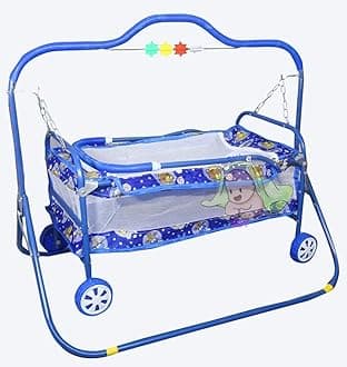 Baby Cradle for Newborn Babies with Mosquito net & Strong Steel Support .Foldable Design palna jhula Swing for 0 to 2 Year.Perfect for Kids.Blue Color baggi for Boys and Girls.