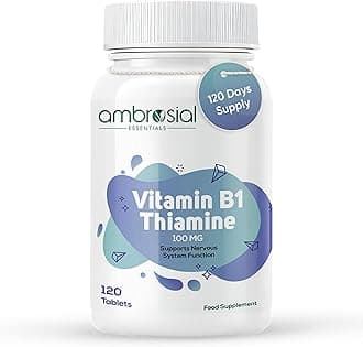 Ambrosial Vitamin B1 Thiamine 100mg - High Strength Vitamin B1 Thiamine for Heart, Immune System, Psychological Function, and Energy Yielding - 120 Tablets