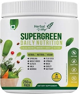 Supergreen Powder | Plant based Nutritional | With Spirulina | Amla | Alfalfa | Beetroot | 35 Servings | 250grm