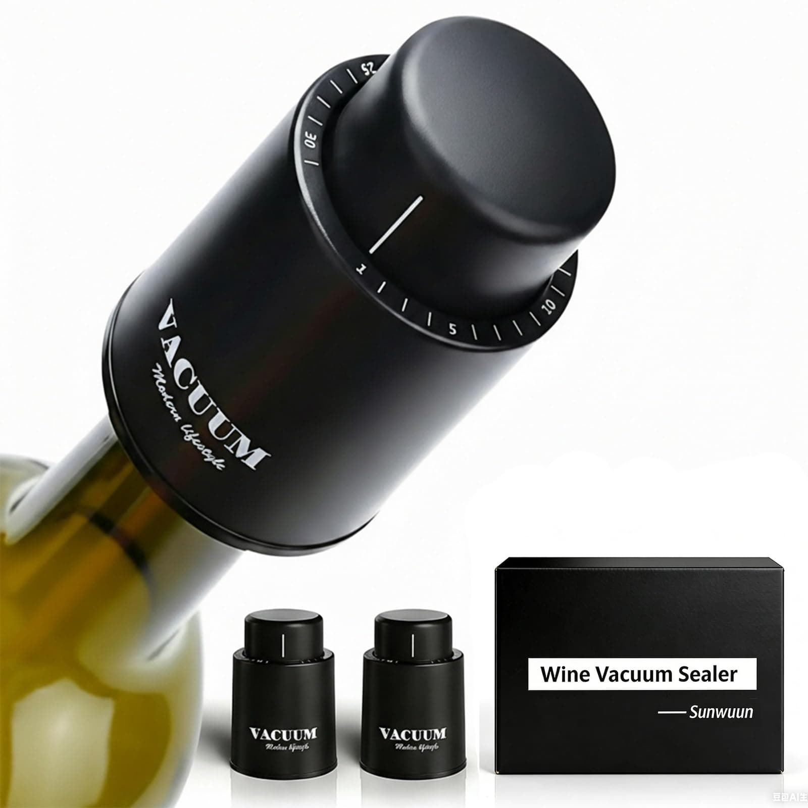 [2 PACK]Wine Bottle Stoppers,Real Vacuum Champagne Stoppers,Reusable Wine Preserver,Wine Corks Keep Fresh,Best Gifts for Wine Lovers