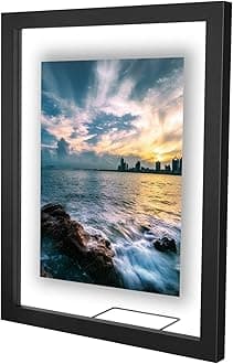 11x14 Inch Floating Frame, Black Wood Double Glass Float Picture Frame Display 11x14/8x10/5x7 Inch Photos or Plant or Petal Specimens for Wall and Tabletop - Mounting Accessories Included