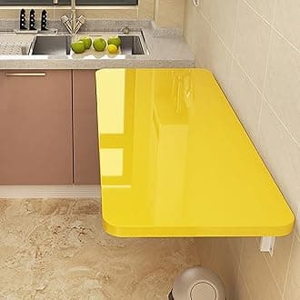 Fold Wall Mounted Table Folding Workbench Length, Laundry Folding Table, Stable Sturdy Heavy Duty Wall Table For Kitchen/Laundry Room&Restaurant ( Color : Yellow , Size : 50*50cm (19.7*20in) )