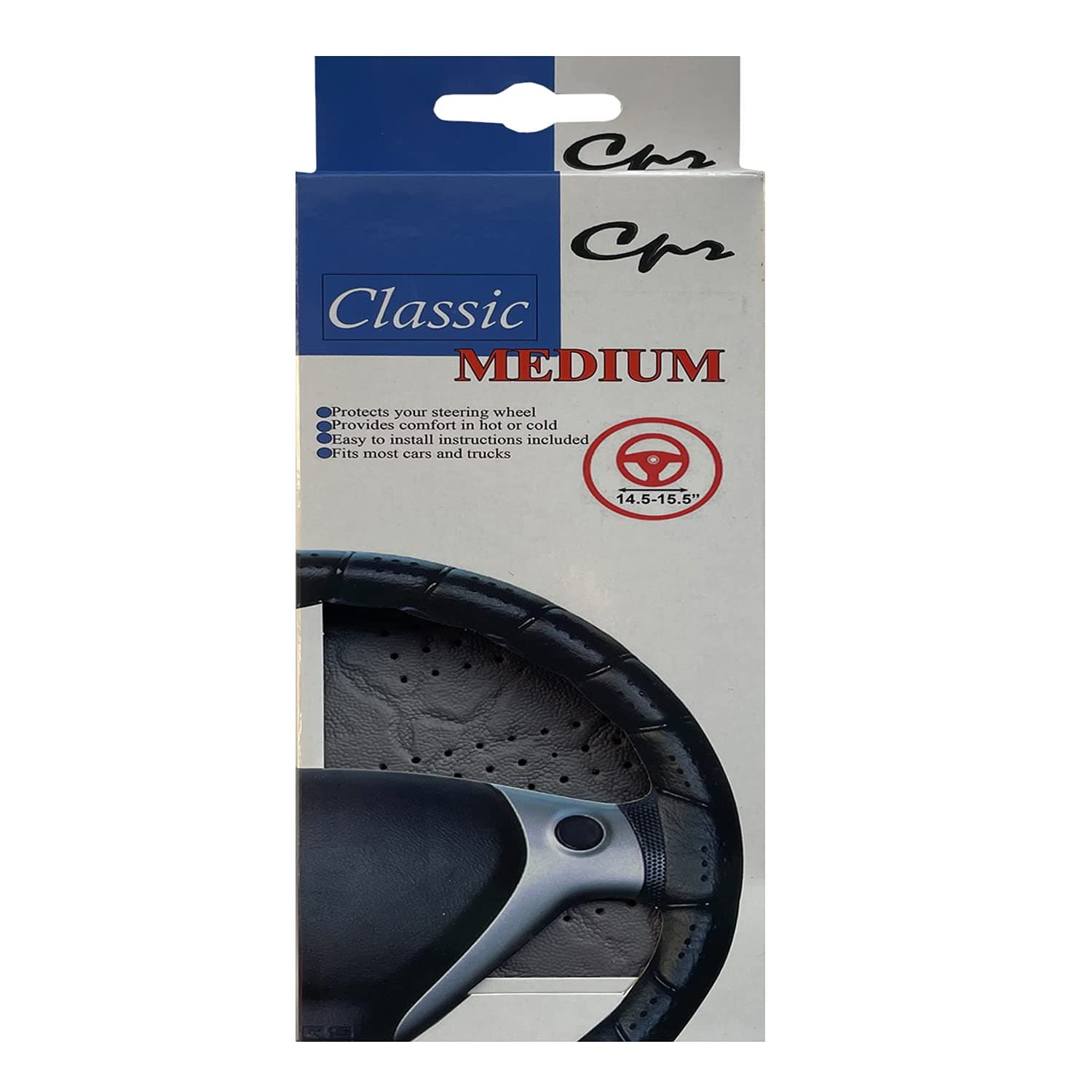 C.P.R. DIY Classic Grip Synthetic Leather Old School Wrap Steering Wheel Cover (Medium (14.5"-15.5" ND), Gray)
