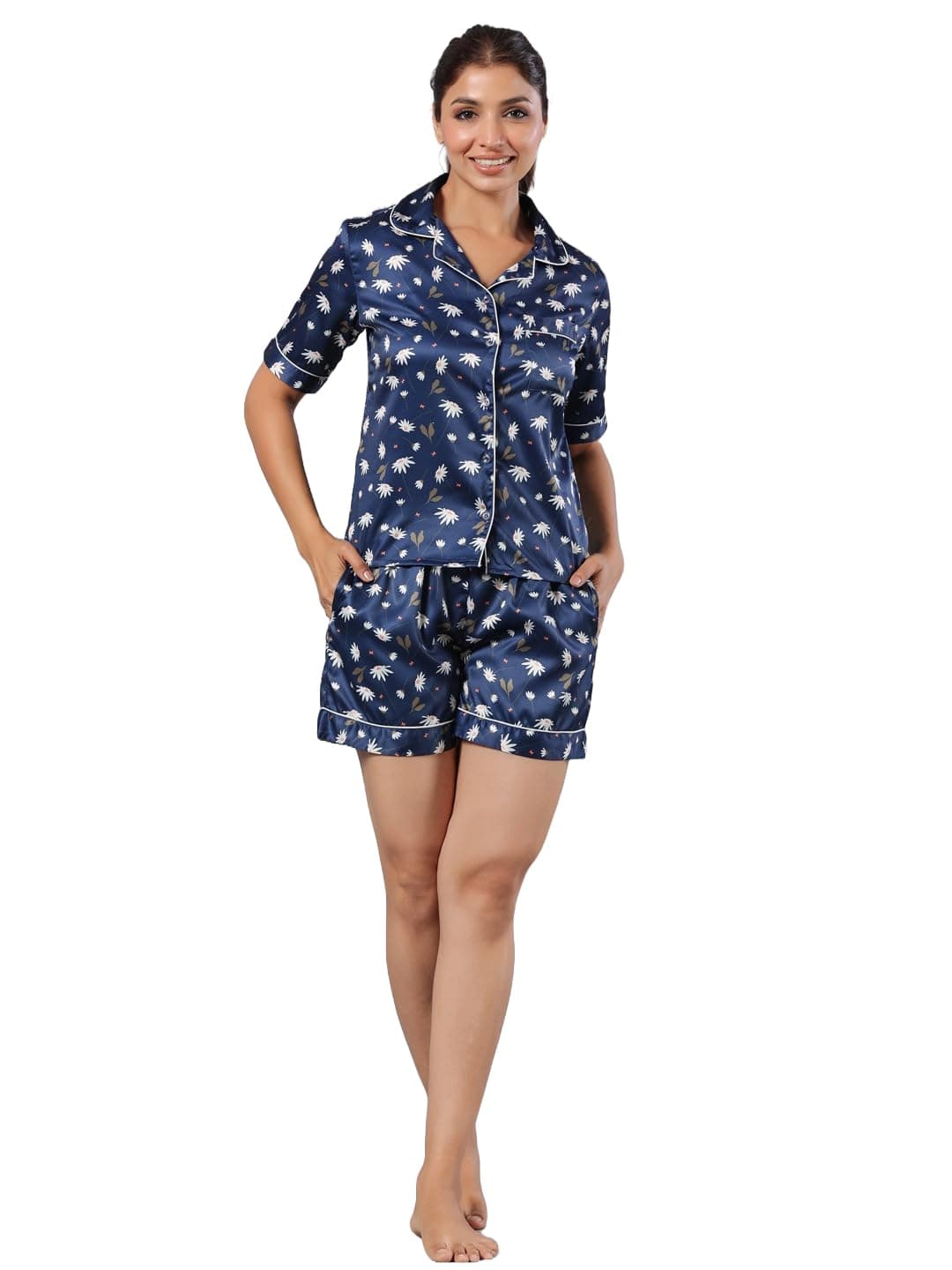 RANGE FOREVER Women's Printed Colorful Night Wear Short Set