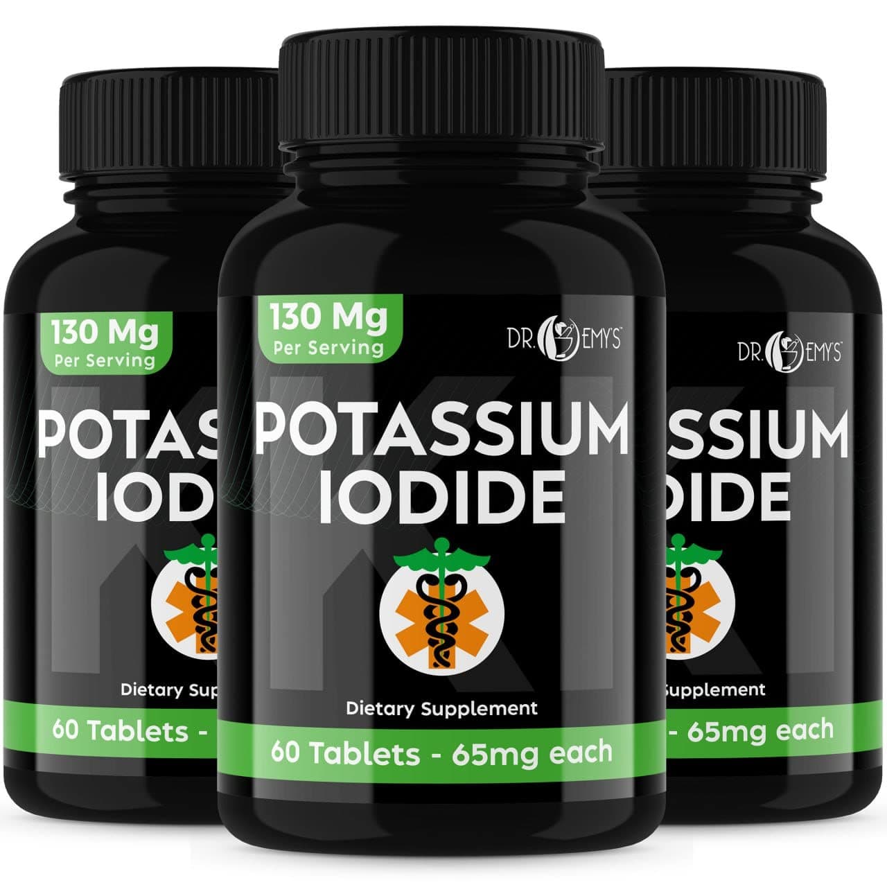 Potassium Iodide Pills Tablets - 3-Pack 130mg Servings Total of 180 Tablets -Dr Emys Potassium Iodide Tablets