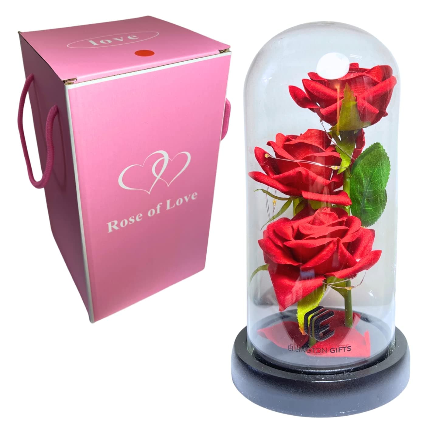 Artificial Flower Rose Gift | Light Up Night LED, Forever Enchanted Rose in Glass Dome, Birthday Gifts for Women Mom Girlfriend, Special Valentine's Day (Premium Red)
