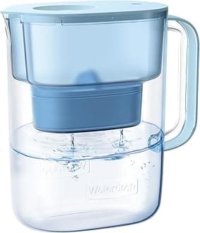 WaterdropAlkaline Lucid 10-Cup Large Water Filter Pitcher with 1 Filter, Healthy, Clean & Toxin-Free Mineralized Alkaline Water (100 Gallons), Up to PH 9.5, BPA Free, Blue