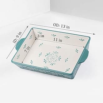 Sagoskat Casserole Dish Baking Dish Ceramic Baking Pan 9x13 bakeware Set Nonstick Baking Dish for Oven, Blue, Floral Pattern, Hand-Painted. Lassagne Pan, 9x13 Baking Dishes, for Kitchen