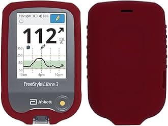 Premium Silicone Protective Cover Set ((Screen Protector +Lanyard + Lanyard Patch) for Freestyle Libre 3 / Freestyle Libre 2/14 Day (Continuous Glucose Monitor) (RED)