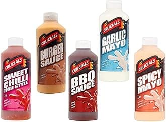 5 Pack Sauces BBQ Sweet Chilli Spicy Mayo Garlic Burger 500ml x 5