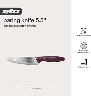 Utility Knife with Sheath Cover - Precision Knife for Cutting & Slicing - Paring Knife for Meat, Fruits & Vegetables - Culinary Kitchen Knife - 5.5" Carbon Stainless Steel Blade - Purple